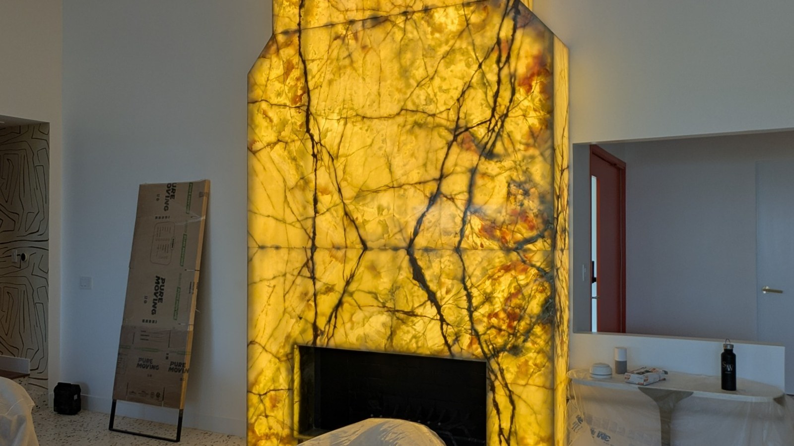 Architectural lighting feature / fireplace wall