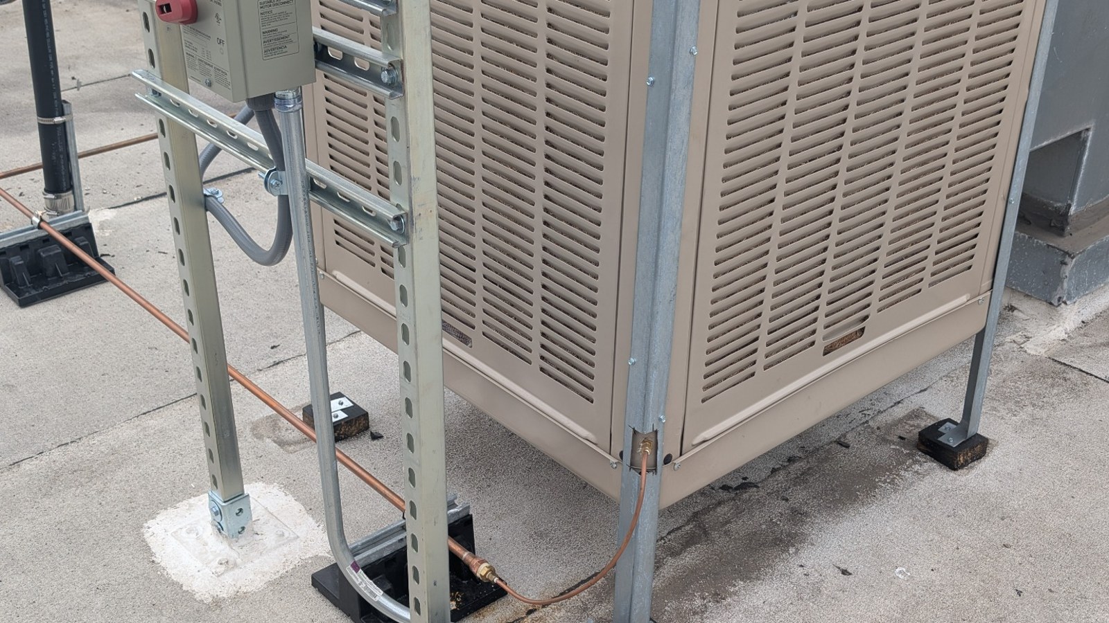 Rooftop equipment disconnect and supports